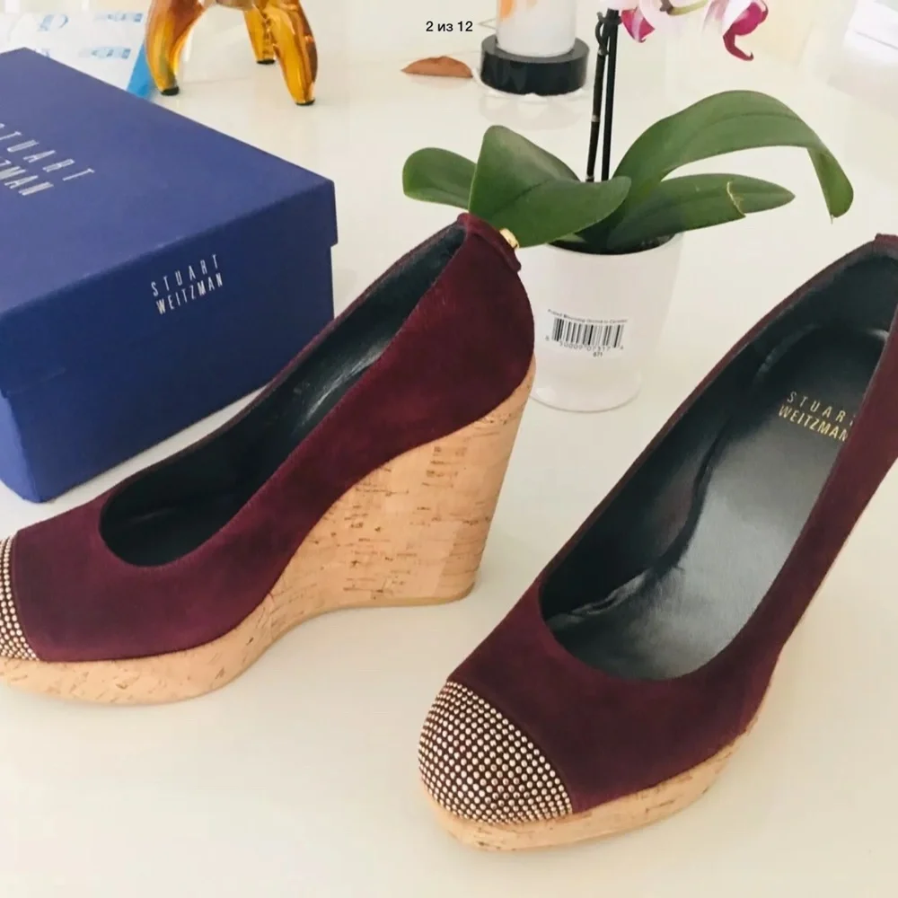 Stuart Weitzman Corkswoon Suede Wedge Size 6.5